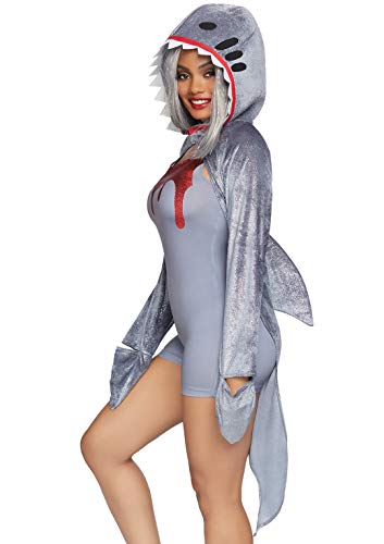 Leg Avenue 2 Pc Man-Eating Shark Costume Adult Sized, Gris, S-M para Mujer