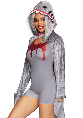 Leg Avenue 2 Pc Man-Eating Shark Costume Adult Sized, Gris, S-M para Mujer