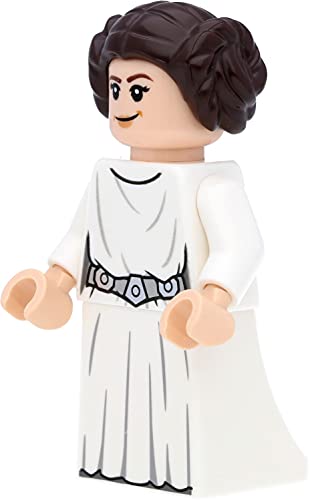 LEGO Star Wars - Minifigura de princesa Leia (2019) con vestido blanco con espadas láser