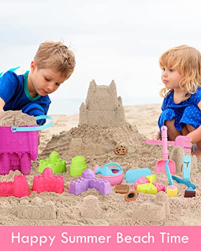 Lehoo Castle Juguetes Playa, 29 Pcs Juguetes de Arena con Cubo Playa, Regadera Juguete, Palas Playa, Juguetes Arena Parque para Niñas Niños