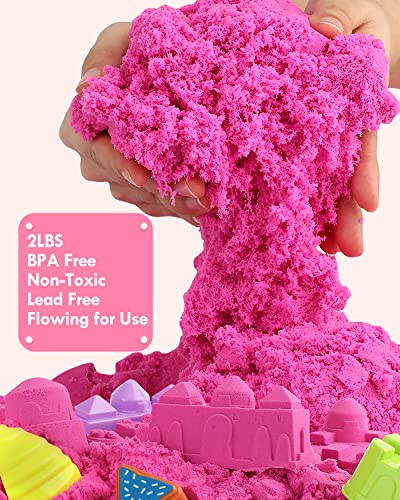 Lehoo Castle Juguetes Playa para Niños con 2 lbs Arena Magica, 29 Pcs Juguetes de Arena Incluye Cubo Playa, Palas Playa, Juguetes Arena Parque para Niñas Niños 1+