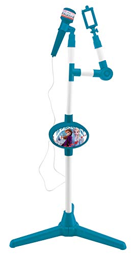 LEXIBOOK Disney Frozen 2 Micrófono con pie Luminoso y Altavoz Integrado, Especial Karaoke S150FZ, Color (LEXIB-076782)