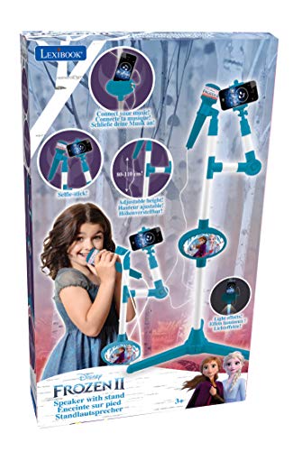 LEXIBOOK Disney Frozen 2 Micrófono con pie Luminoso y Altavoz Integrado, Especial Karaoke S150FZ, Color (LEXIB-076782)