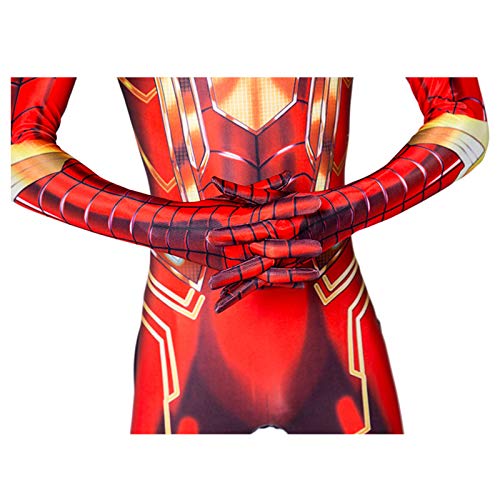 LGYCB Spiderman Bodysuit Traje Jumpsuit Zentai Spider-Man Super Heros Halloween Cosplay Disfraces para Hombres Niños, Juego de Roles Juego Junto Mallas Conjuntos,Gold-Adult XXL(185~195cm)