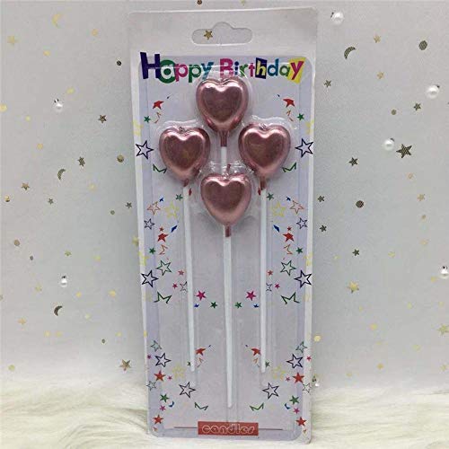 lhmlyl Juegos de velasRose Gold Sliver Red Happy Birthday Letter Cake Party Festival Supplies Velas Encantadoras para Regalo de Cocina para Hornear-corazón-Oro Rosa