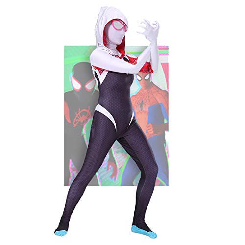 LINLIN Spider-Gwen Costumes Cosplay, - Juego de rol Bodysuit Anime - Disfraz de adulto para niño con diseño de Navidad y fiesta (100 a 110 cm), diseño de Spider-Gwen