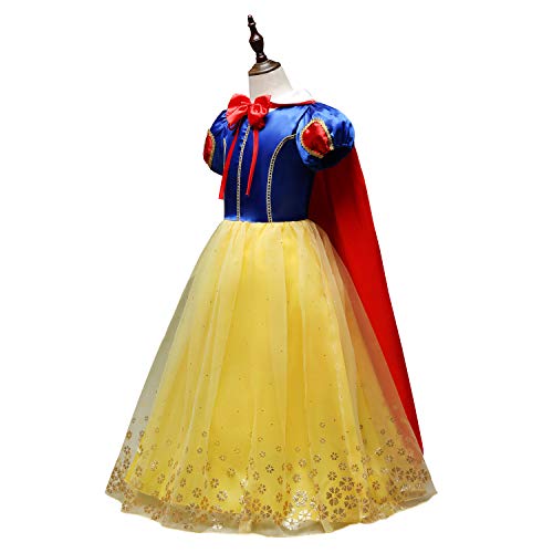 Lito Angels Disfraz Vestido de Princesa Blancanieves con Capa y Accesorios para Niñas Pequeñas Talla 4-5 años, Estilo C