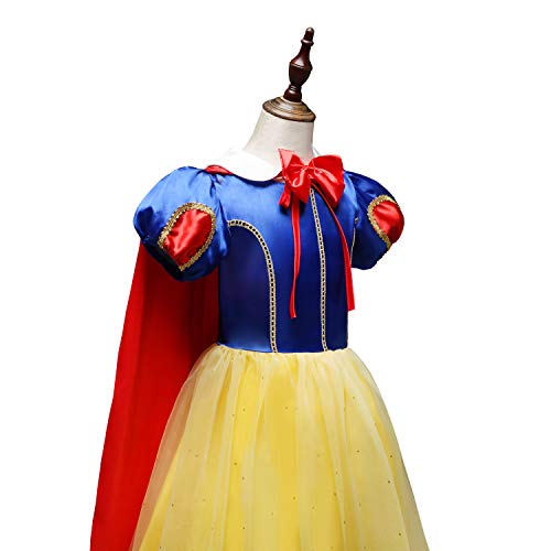 Lito Angels Disfraz Vestido de Princesa Blancanieves con Capa y Accesorios para Niñas Pequeñas Talla 4-5 años, Estilo C