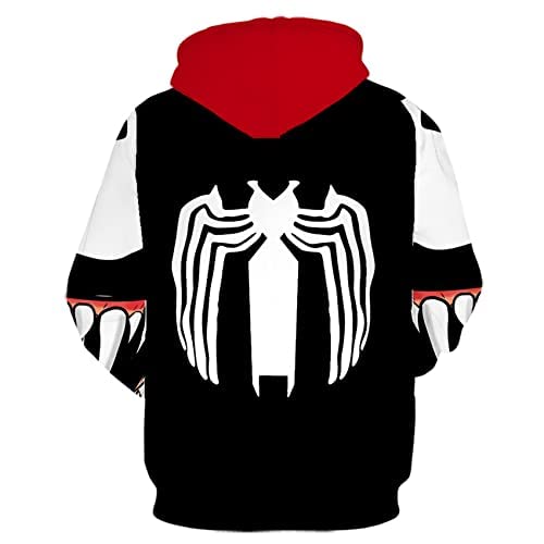 Lixiabeidai Sudadera de Spiderman Ps5 para niños con capucha de veneno unisex para adultos, disfraz de Halloween para hombre, suéter atlético de otoño (tamaño: adultos/S, color: blanco)