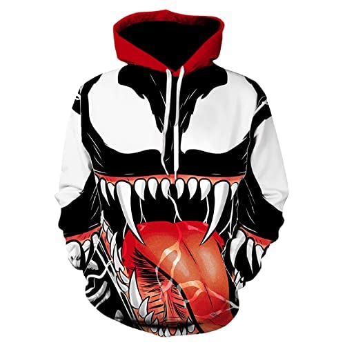 Lixiabeidai Sudadera de Spiderman Ps5 para niños con capucha de veneno unisex para adultos, disfraz de Halloween para hombre, suéter atlético de otoño (tamaño: adultos/S, color: blanco)