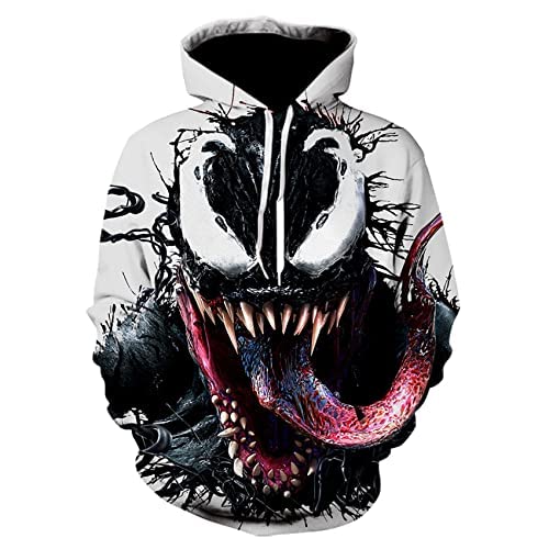 Lixiabeidai Venom Spiderman Sudaderas capucha para niños sudadera Halloween para otoño moda sudadera superhéroe suéter para adultos disfraz atlético ropa para niños