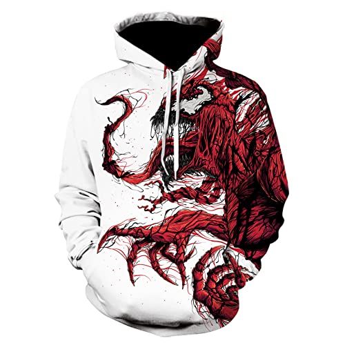 Lixiabeidai Venom Spiderman Sudaderas con capucha para niños sudadera otoño para niños chándal de Halloween suéter atlético suéter superhéroe disfraz novedoso