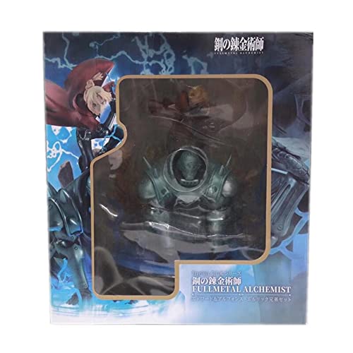 lnqza Edward Elric & Alphonse Elric Muñeca Figura 丨 Pose de Rodillas estática Animación Accesorios de Escritorio periféricos Adornos Juguete Coleccionable Modelo 30 cm PVC