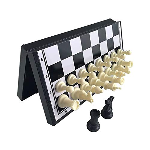 LOFAMI Juegos de Mesa Ajedrez Juego de ajedrez magnético Extra Grande de imanes Ultra sentirse Bien de ajedrez Plegable Junta Rey Altura 9.6cm Resina Hipoteca Ajedrez