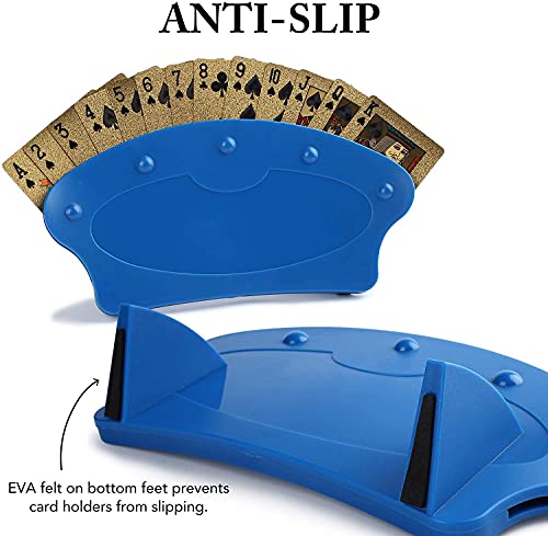 LotFancy 2 Piezas de Soporte de Póker de Plástico Manos Libres Soporte de la Tarjeta de Póker Soporte de Color Azul Claro Paquetes de Opciones