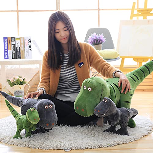 LSFYSZD Juguete de peluche de dinosaurio, muñeco de peluche de animales de peluche, dinosaurio verde, tiranosaurio, Rex, juguete de dinosaurio para bebé, niña, niños, regalos de cumpleaños (gris, S)