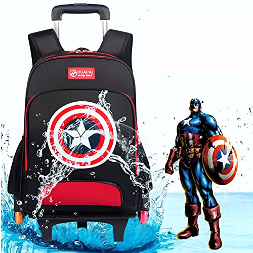 LXW Mochila con Ruedas para ​a Prueba de Agua Mochila Escolar con Ruedas y asa telescópica -Ideal para escap adas Cortas, Vacaciones, Fiestas de Pijamas y Viajes Escolares C-40 * 30 * 20cm