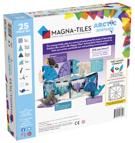 Magna-Tiles Artic Animals 25 Piece Set, The Original Magnetic Building Tiles For Creative Open-Ended Play, Educational Toys For Children Ages 3 Years + (25 Pieces) (21125)