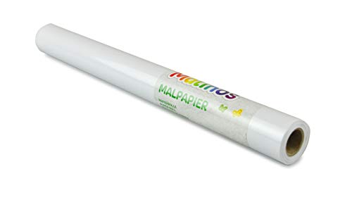 MALINOS- Papierrolle 10m Rollo de Papel para Pintar (45 cm x 10 m), Color Blanco (301033)