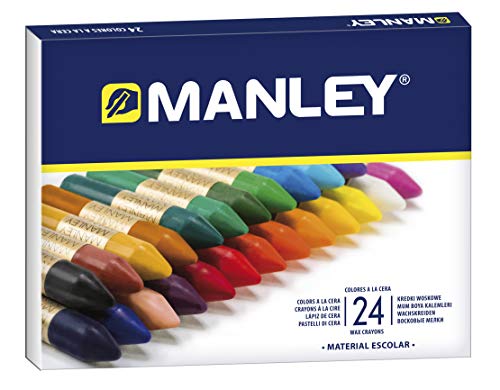 Manley Ceras 24 Unidades Caja de Cera Profesional y Ceras para Niños + Estuche 10 ceras Colores Especiales (FLUO+ PASTEL)