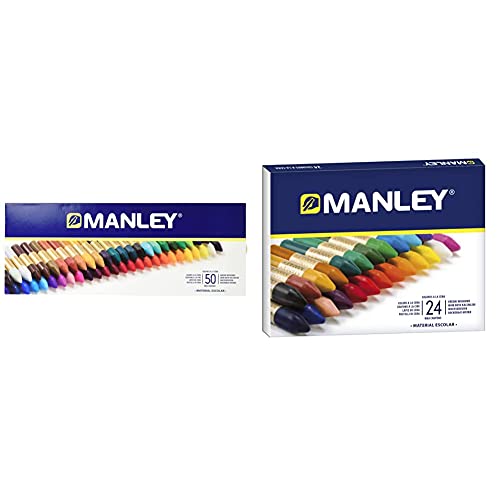 Manley Ceras 50 unidades caja de cera profesional y ceras para niños ceras de colores para material escolar + Ceras 24 Unidades Caja de Cera Profesional y Ceras para Niños