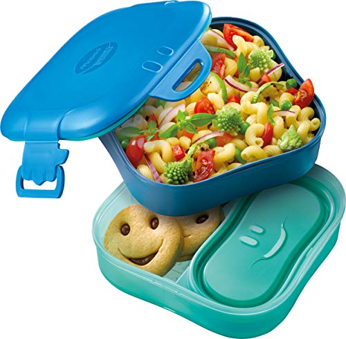 Maped - Tuppers para Alimentos 3 en 1 - Color Azul - Colección Concept Kids - Estructura Modulable con Capacidad para 1,4 Litros - Cuenta con 2 Compartimentos Estancos - Apto para Lavavajillas