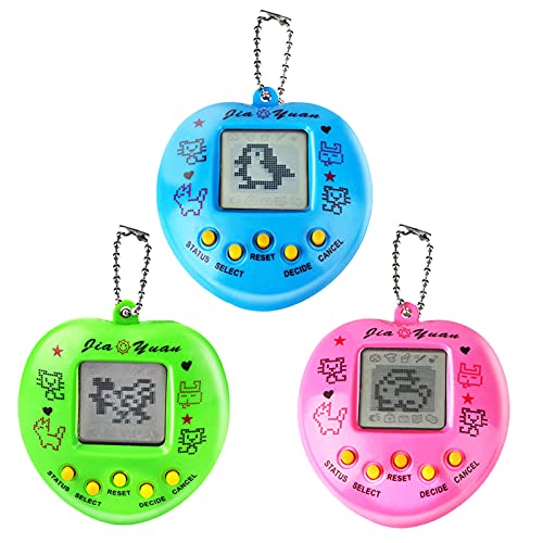 Máquina electrónica de juego para mascotas, 3 unidades de consola de juegos de mano, juguete virtual para mascotas, mini de regalo de cumpleaños para adultos niños (color al azar, forma de corazón)