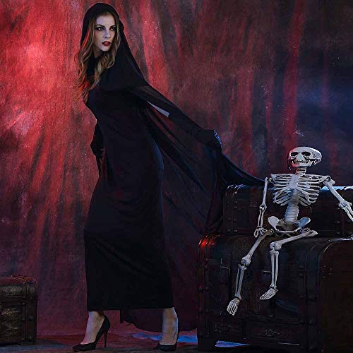 Marks Traje Traje Antiguo Medieval Mujeres de Halloween del Horror clásico Novia Traje de la Bruja Vestido Larga Capa de Malla Negro Falda Larga (tamaño : S)