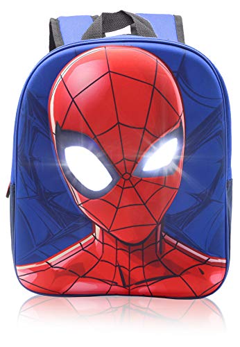 Marvel Spiderman Mochilas Escolares para Niños, Mochila Escolar Diseño 3D con Ojos Que se Iluminan, Mochila Infantil para Colegio Deporte, Regalos para Niños