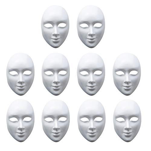 MATANA - 10 Máscaras Blancas para Pintar y Decorar - DIY Máscara Blanca Cosplay, Fiestas/Careta Halloween/Ideal para Manualidades Originales