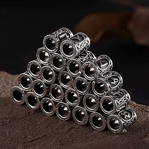 Mcree 24 piezas antiguas runas nórdicas vikingas plata nórdicas encanto hallazgos para pulsera colgante collar barba rastas pelo DIY pulsera joyería colgantes (plata, 24 piezas)