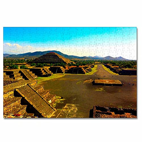 México pirámides Aztecas de Teotihuacan Rompecabezas para Adultos, 300 Piezas, Rompecabezas de Madera para niños, Regalo de Viaje, Recuerdo, 16.5 × 12 Pulgadas