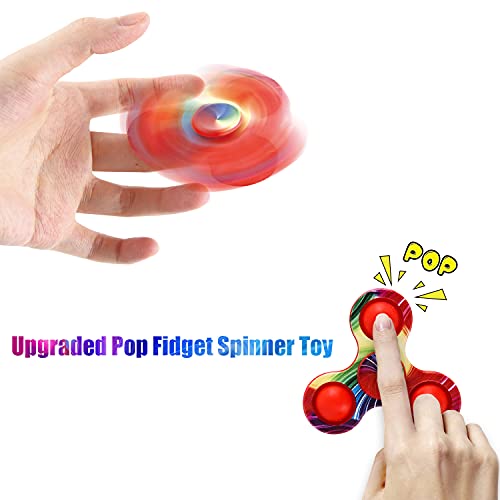 MILESTAR Pop Fidget Spinners Toys, paquete de 12 juguetes simples de hoyuelos Fidget Spinner, alivio del estrés Mini Push Bubble Sensor Fidget Toy Set para niños adultos