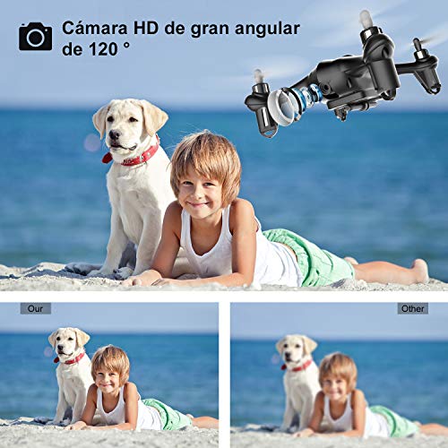 Mini Dron ATOYX para Principiantes con Cámara FPV HD, Dron Cuadricóptero RC con Transmisión WiFi, Sensor de Gravedad, Giros 3D, Despegue/Aterrizaje de Llave, Regalo Ideal para Niñas/Niños-Negro