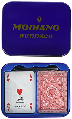 Modiano Burraco - Juego de Cartas en Estuche metálico [Importado de Italia]