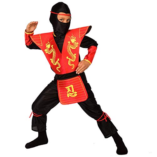 MORPH Costumes Disfraz Ninja Niño Rojo, Disfraz Halloween Niño Disponible En Talla M