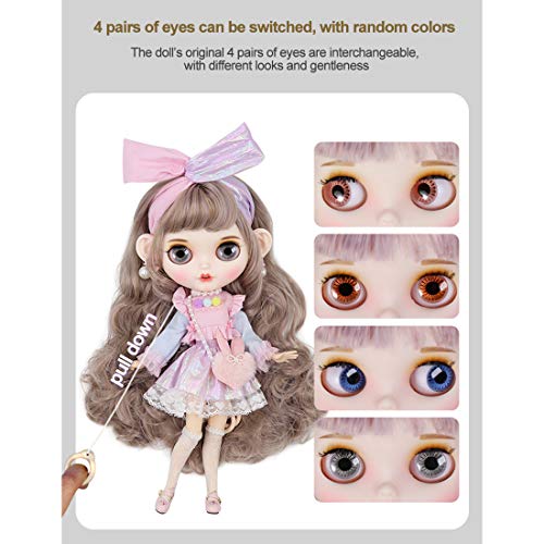 Morton3654Mam Muñeca BJD de 1/6 es similar a la muñeca Blythe de 4 colores que cambian de ojo, 12 pulgadas, muñeca personalizada con cuerpo, pelo, ropa, 9 pares de manos