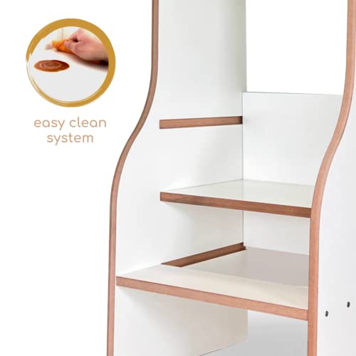 mumy easySTEP | Learning Tower Montessori Anti-Manchas | Ajustable a 3 Niveles | Torre de Aprendizaje diseñada y Fabricada en Italia con Materiales sostenibles