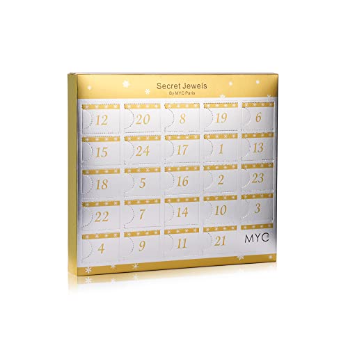 MYC-Paris - Calendario de Adviento de 12 joyas, 11 Beads + 1 accesorio sorpresas - Oro rosa - Latón HQ - Chapado en oro rosa 18k - Regalo de cumpleaños, Día de la Madre, Navidad