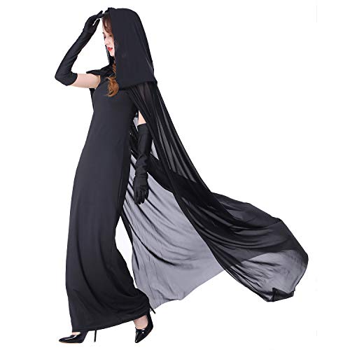 Myir Disfraz de Novia Fantasma de Halloween Mujer, Disfraz de Bruja Vampiro Vestido Adulto Disfraces Carnaval Cosplay (L, Negro)