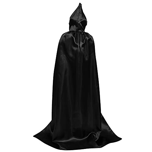 Myir JUN Largo Capa con Capucha, Unisex Adulto Niños Disfraz de Halloween Fiesta Disfraces Vampiro Traje (Negro, XL)