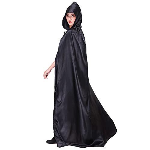 Myir JUN Largo Capa con Capucha, Unisex Adulto Niños Disfraz de Halloween Fiesta Disfraces Vampiro Traje (Negro, XL)