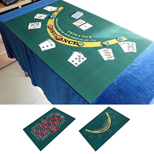 N/A/A Tapete de diseño de póquer de Doble Cara: tapete de Mesa Disponible para Blackjack y Texas Hold 'em, Fieltro para Mesa de Dados y Ruleta, tapete de Tela Verde para Mesa, Equipo de Casino