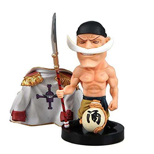 NAMFZX One Piece Papa White Beard Edward Newgate Anime Figura Q Versión Sacudiendo la Cabeza/Estatua estática de PVC/Muñeca Modelo de Personaje cumpleaños/Personaje de jue