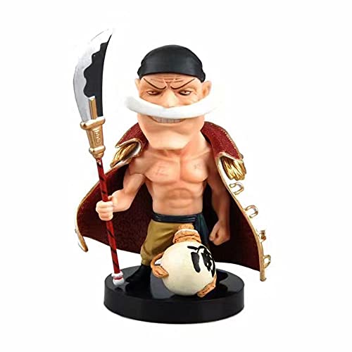 NAMFZX One Piece Papa White Beard Edward Newgate Anime Figura Q Versión Sacudiendo la Cabeza/Estatua estática de PVC/Muñeca Modelo de Personaje cumpleaños/Personaje de jue