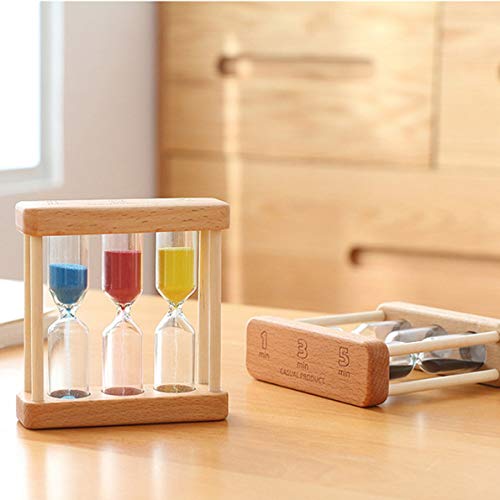 #N/D Creativo 1/3/5 minutos de madera arena vidrio reloj de arena temporizador reloj decoración del hogar regalo para childern estilo simple