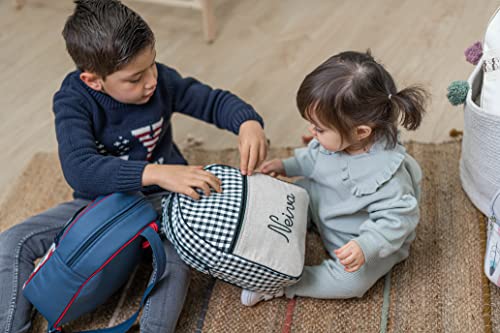 NENEL Mochila Infantil Personalizable de Ecopiel - Mochila Bebé - Modelo Marvel - Color Marino - Medidas 11 x 24 x 30 cm - Personalizar Regalos - Handmade - Hecho en España