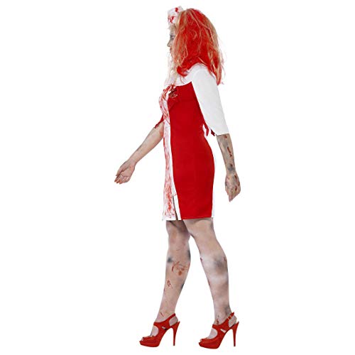 NET TOYS Espeluznante Disfraz Zombi para Mujer - Blanco-Rojo XL (ES 48/50) - Terrorífica Accesorio Vestimenta Enfermera - El Centro de Las miradas para Fiestas de Horror y Halloween