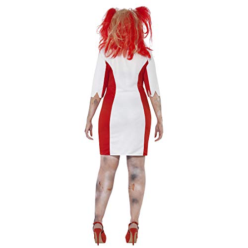 NET TOYS Espeluznante Disfraz Zombi para Mujer - Blanco-Rojo XL (ES 48/50) - Terrorífica Accesorio Vestimenta Enfermera - El Centro de Las miradas para Fiestas de Horror y Halloween