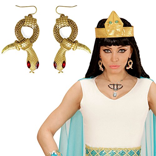 NET TOYS Pendientes de Serpiente faraona Aros Cleopatra Clips Orejas egipcios Joyas Reina egipcia Bisutería de Diosa de la antigüedad Accesorio Disfraz Mujer